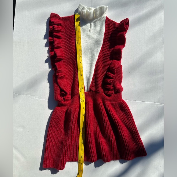 Red Ruffled Knit Dress - Picture 2 of 4